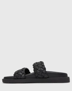 ATHENA Woven Leather Footbed Slides