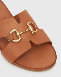FOXY Buckle Leather Slide Sandals