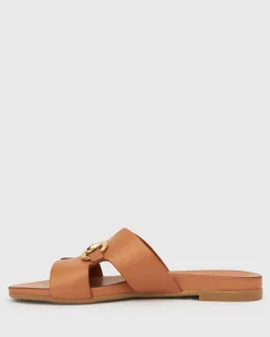 FOXY Buckle Leather Slide Sandals
