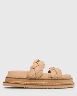 HEIDI Braided Leather Flatform Slides
