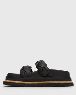 HEIDI Braided Leather Flatform Slides