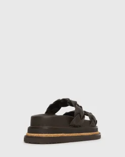 HEIDI Braided Leather Flatform Slides