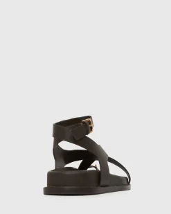 MALIBU Leather Crossover Ankle-Strap Sandals