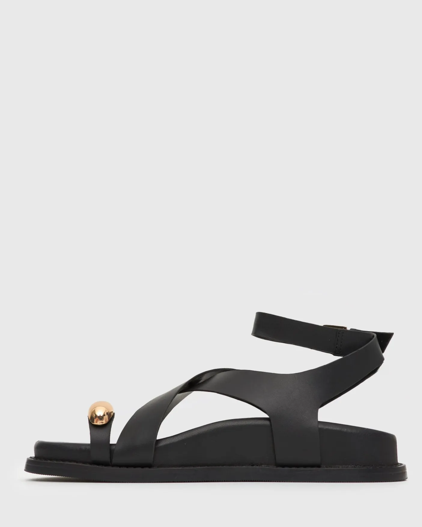 MALIBU Leather Crossover Ankle-Strap Sandals