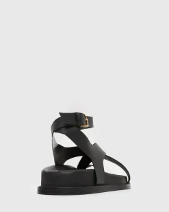 MALIBU Leather Crossover Ankle-Strap Sandals