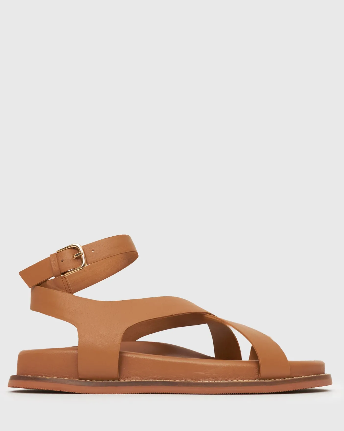 MALIBU Leather Crossover Ankle-Strap Sandals
