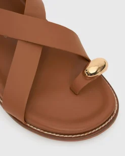 MALIBU Leather Crossover Ankle-Strap Sandals