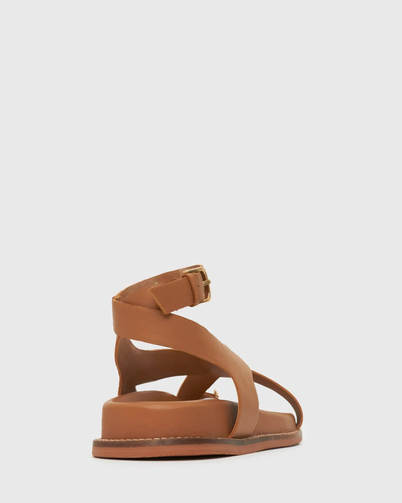 MALIBU Leather Crossover Ankle-Strap Sandals