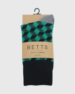 MENS GREEN/BLACK BAMBOO SOCKS S/M
