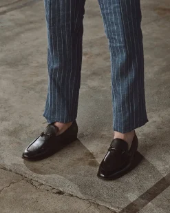 NATE Leather Buckle Trim Loafers