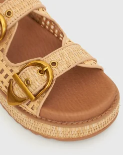 PRE-ORDER VACAY Raffia Platform Slide Sandals