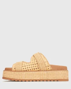 PRE-ORDER VACAY Raffia Platform Slide Sandals