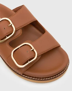 Wider Fit HUSH Leather Buckle Slides