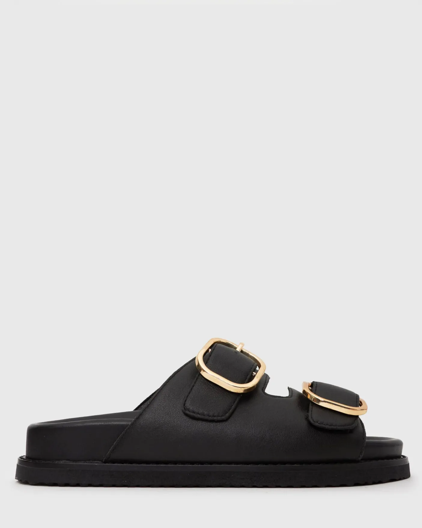 Wider Fit HUSH Leather Buckle Slides
