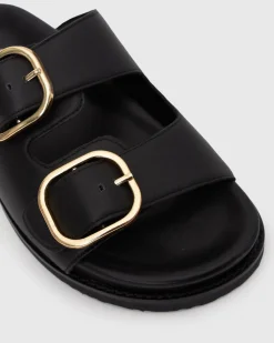 Wider Fit HUSH Leather Buckle Slides