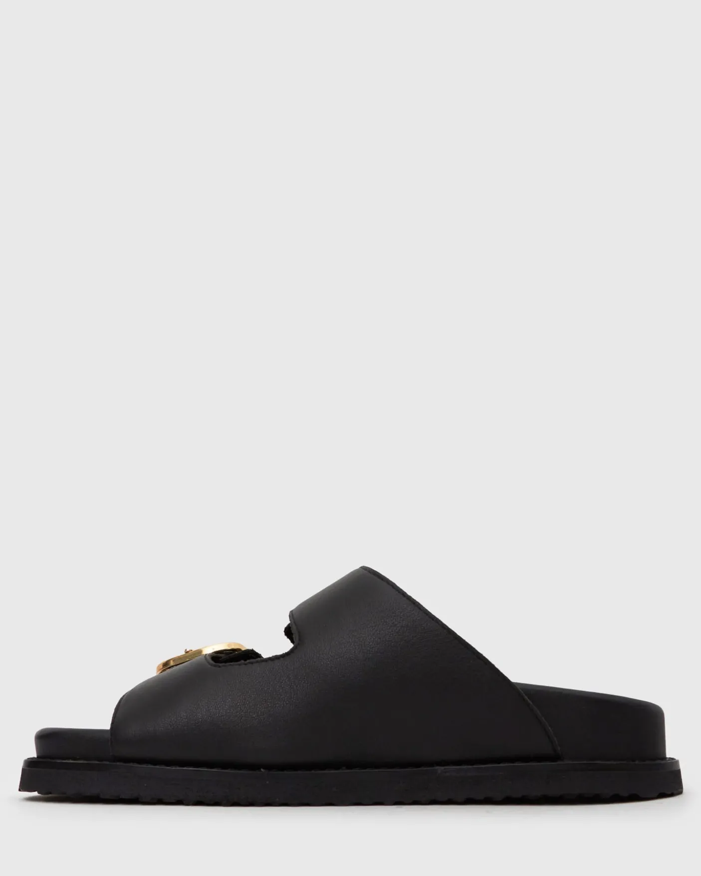 Wider Fit HUSH Leather Buckle Slides